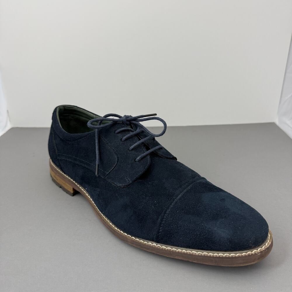 Todd Welsh Cap Toe Derby Shoes Mens 12 M Faux Suede Navy Blue B991367
